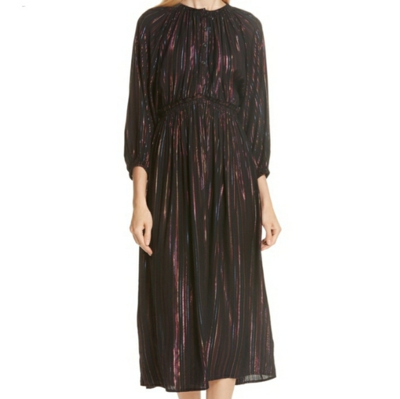 Apiece Apart Dresses & Skirts - Apiece Apart Midi Dress Metallic Striped Rainbow Black 4